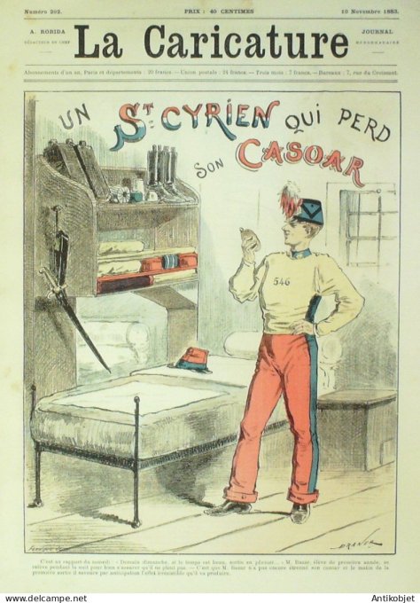 La Caricature 1883 n°202 Saint-Cyprinen qui perd son casoar Draner Sorel Trock