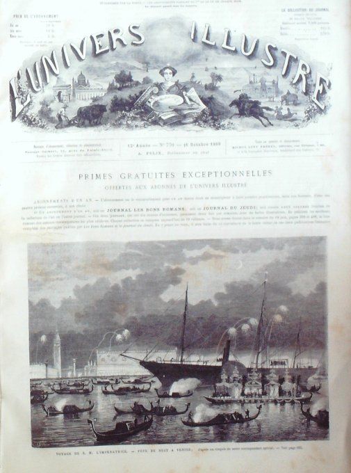 L'Univers illustré 1869 # 770 Venise Berlin Humboldt Venise Cuba  Bollwiller (68)