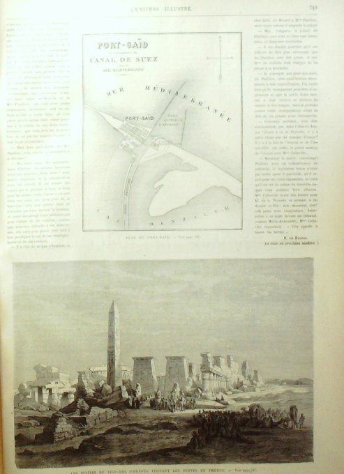 L'Univers illustré 1869 # 775 Egypte Thèbes Port-Saïd Suez Palestine Hasbeya Jérisalem