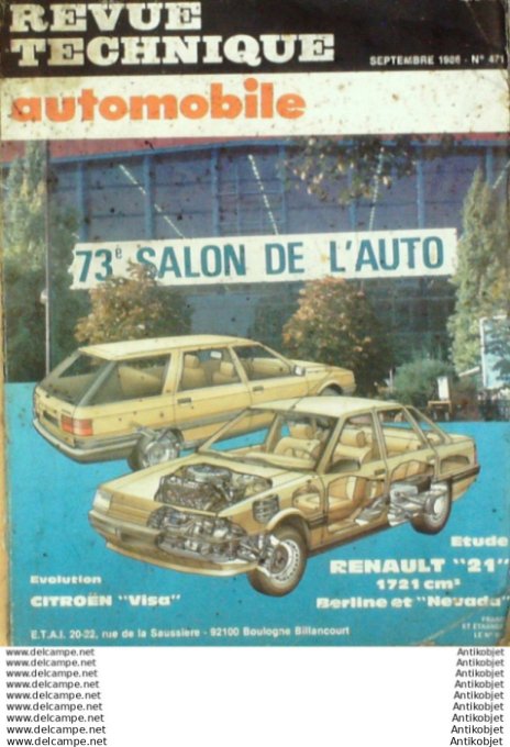 Revue Technique Automobile Renault 21 & Nevada Citroën Visa  #471