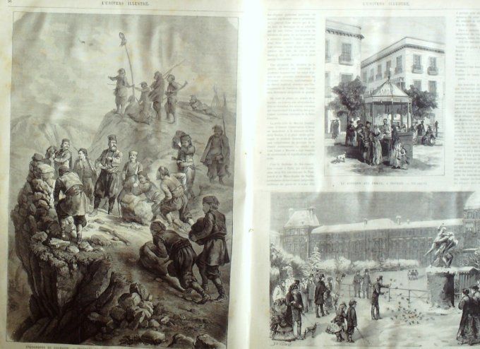 L'Univers illustré 1870 # 783 Dalmatie Crivoscie Londres incendie Séville kiosque   