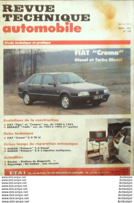 R.T Automobile Fiat Croma Renault trafic 1983/1992 Nissan Primera   # 538