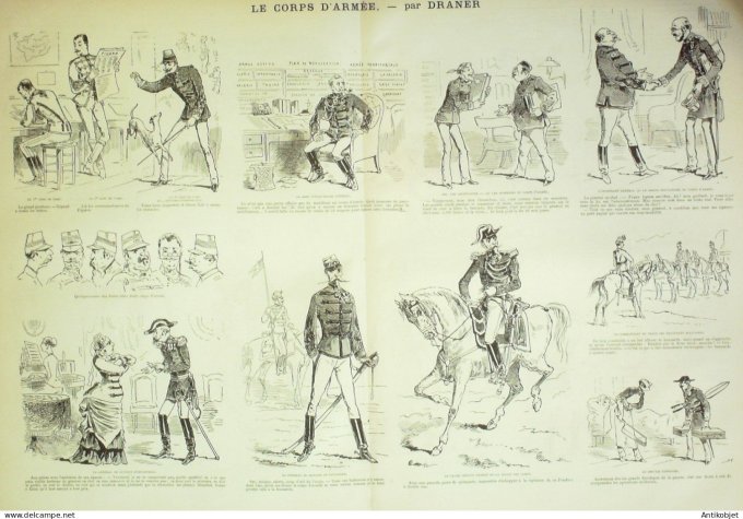 La Caricature 1882 n°153 Corps d'Armée Draner Trock 20ème siècle Robida