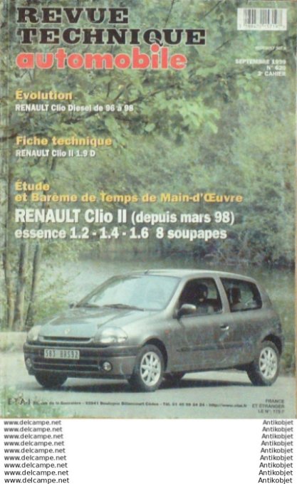 Revue Technique Automobile Renault Clio II 03/1998  #620