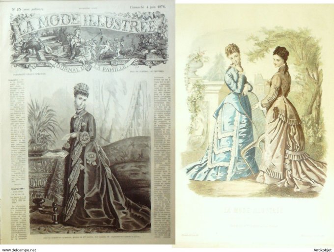 La Mode illustrée journal + gravure associée 1876 # 23