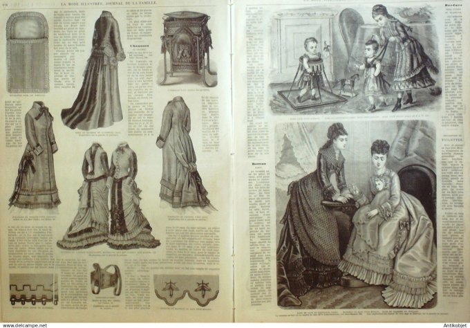 La Mode illustrée journal + gravure associée 1876 # 23