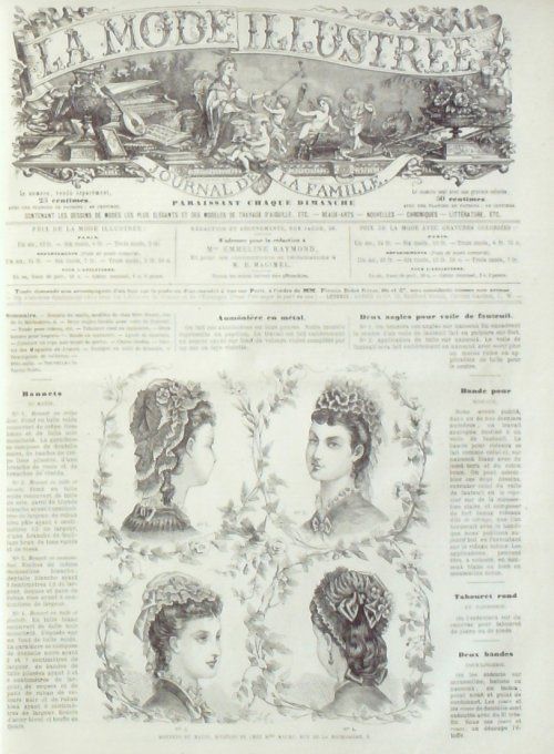 Journal Mode illustrée 1875 #  7 Bonnets du matin