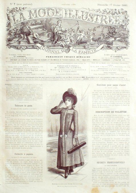 Journal Mode illustrée 1889 #  7 Manteau de pluie fillette 