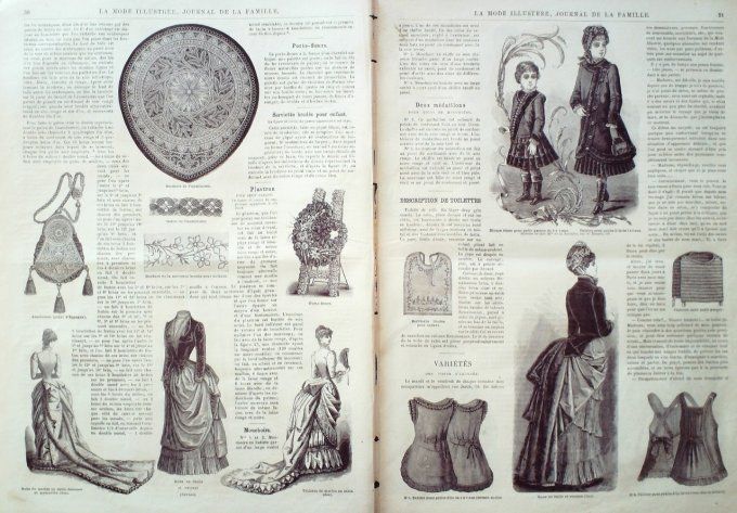 Journal Mode illustrée 1884 #  7 Robe satin avec polonaise