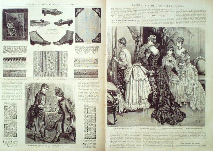 Journal Mode illustrée 1885 #  7 Robes en velours & satin