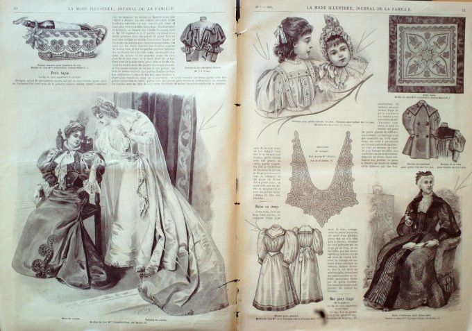 Journal Mode illustrée 1896 #  7 Robes fillettes & costume garçon