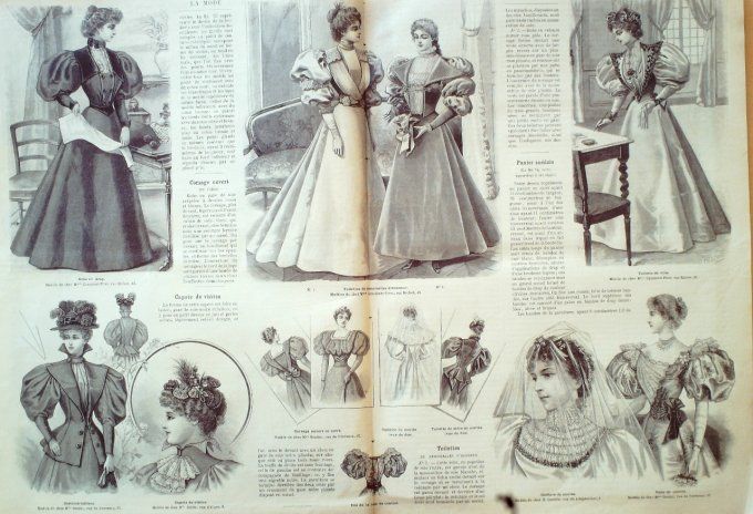 Journal Mode illustrée 1896 #  7 Robes fillettes & costume garçon