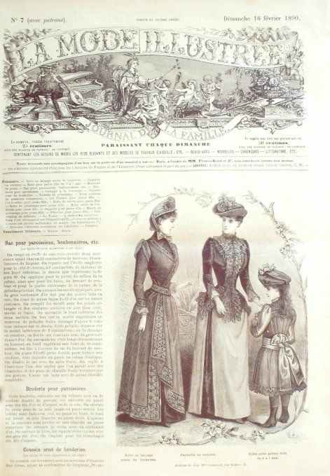 Journal Mode illustrée 1890 #  7 Jaquette velours & robe lainage