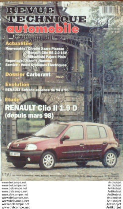 Revue Technique Automobile Renault Clio II 1.9D Safrane Citroën Xsara  #624