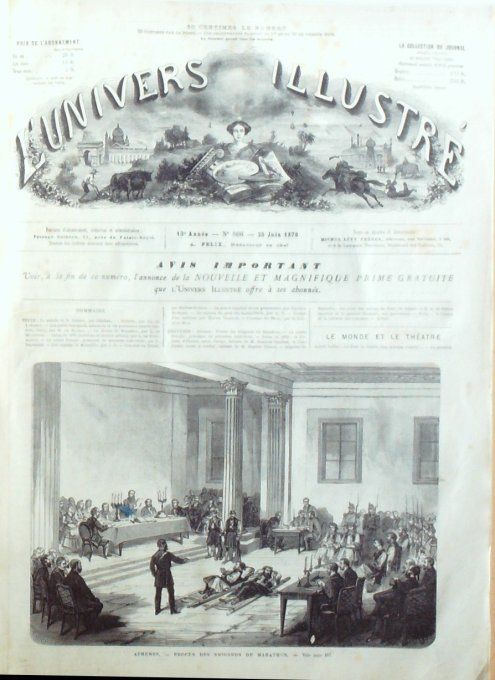 L'Univers illustré 1870 # 806 Grèce Athènes Etretat (76) Marseille (13) Prince Impérial