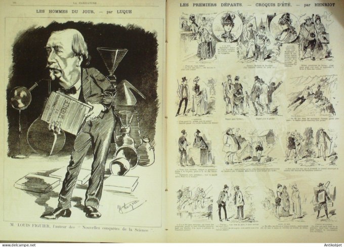 La Caricature 1885 n°285 GP Job Figuier par Luque Henriot Trock