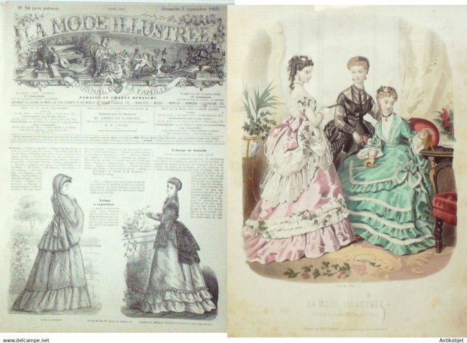 La Mode illustrée journal + gravure associée 1869 # 36