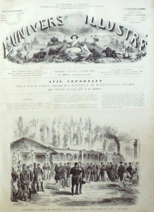 L'Univers illustré 1870 # 812 Allemagne Cassel Suisse Saverne Cherbourg (15) Niederbronn (67)