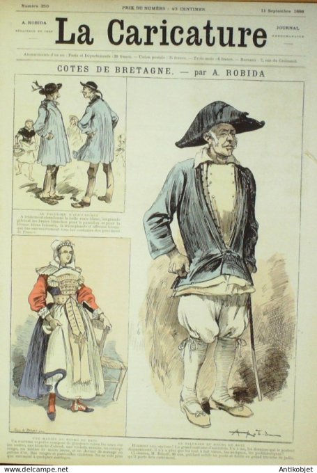 La Caricature 1886 n°350 Côtes Bretonne Robida Profil Le Mouel Palmajon Caran d'Ache Sorel