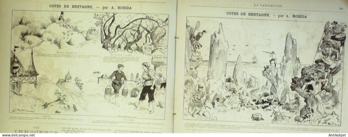 La Caricature 1886 n°350 Côtes Bretonne Robida Profil Le Mouel Palmajon Caran d'Ache Sorel