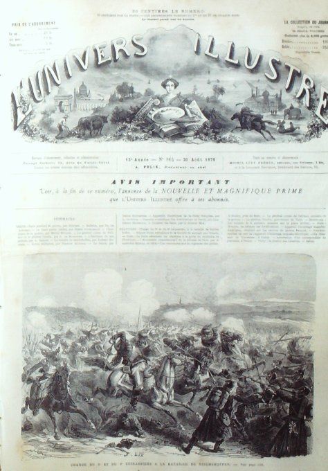 L'Univers illustré 1870 # 814 Metz Boulay (57) éclairage élect-magnétique Vichy (01)