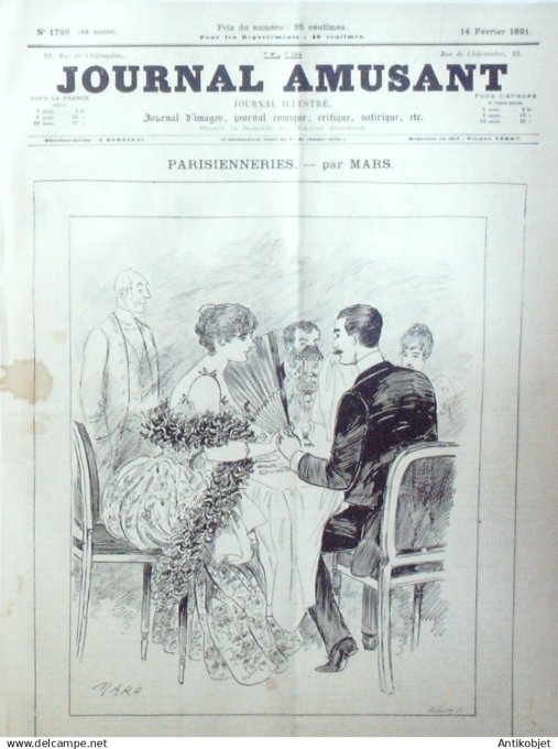 Le Journal Amusant 1891 n°1798 Carnaval officier d'Acad émie chasseurs ¨à  courre Thermidor