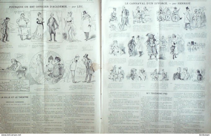 Le Journal Amusant 1891 n°1798 Carnaval officier d'Acad émie chasseurs ¨à  courre Thermidor