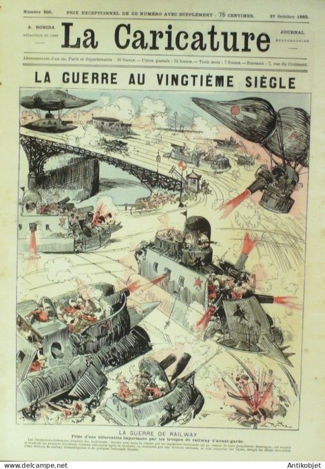 La Caricature 1883 n°200 Guerre du 20ème siècle Robida