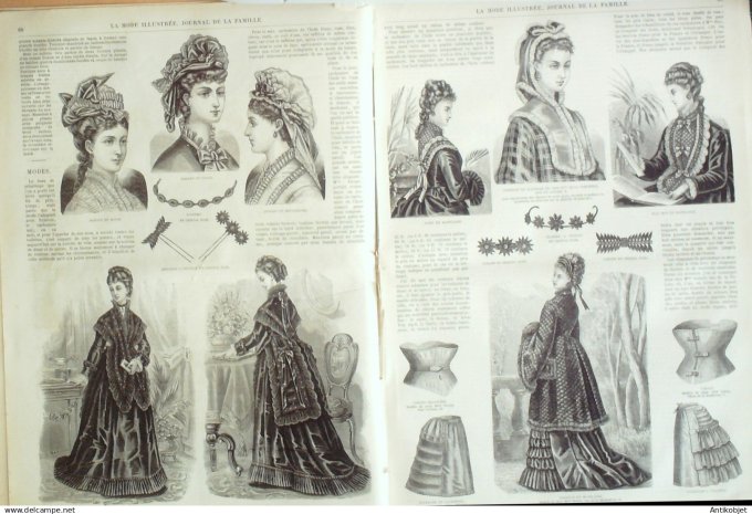 La Mode illustrée journal + gravure associée 1875 #  8