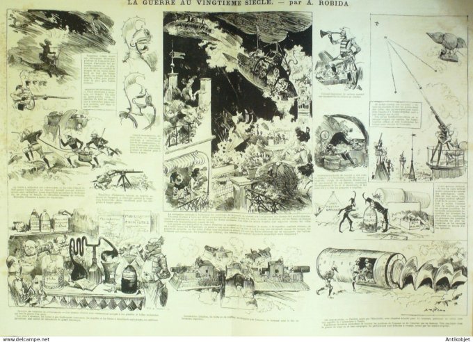 La Caricature 1883 n°200 Guerre du 20ème siècle Robida