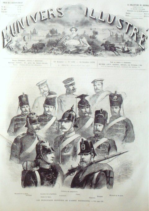 L'Univers illustré 1870 # 822 Allemagne Armée Prusienne Types costumes Coiffes 