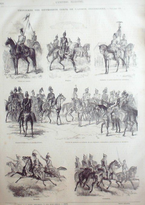 L'Univers illustré 1870 # 822 Allemagne Armée Prusienne Types costumes Coiffes 