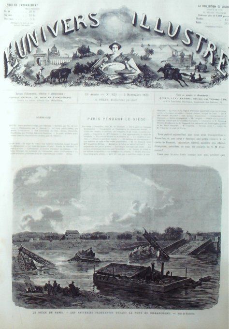 L'Univers illustré 1870 # 825 Poste militaire Chateaudun 28 Cimetière Père-Lachaise Billancourt (92)