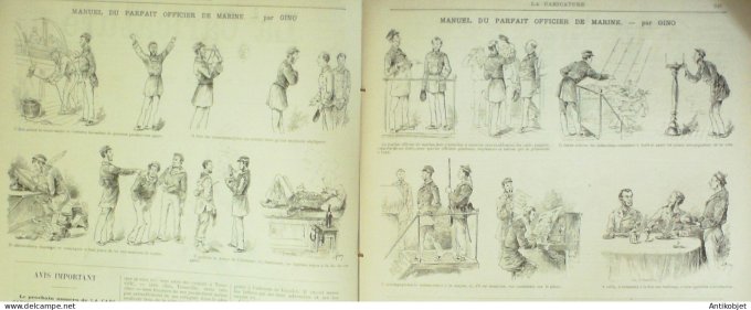 La Caricature 1885 n°292 En route en mer Draner Gino Dimanche à Paris Henriot Loys Job