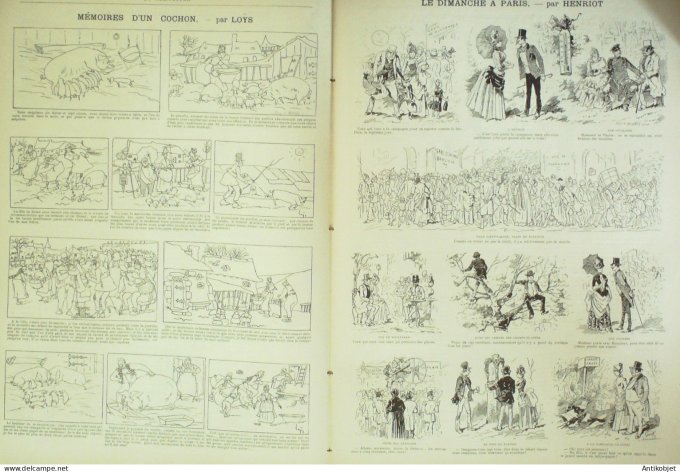 La Caricature 1885 n°292 En route en mer Draner Gino Dimanche à Paris Henriot Loys Job