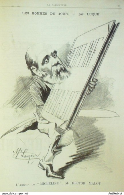 La Caricature 1885 n°268 Vertus militaires Caran d'Ache Alex Dumas Robida Trock Malot par Luque