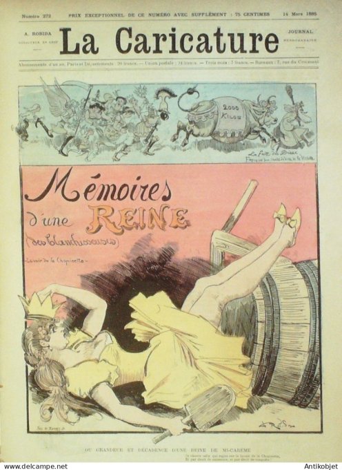 La Caricature 1885 n°272 Mémoires d'une reine des blanchisseuses Robida Boeuf Gras