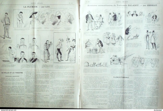 Le Journal Amusant 1891 n°1807 Joies de l'adultère aventures du Toulousain Baladou fluxion