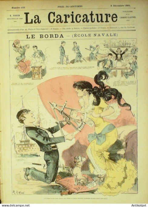 La Caricature 1881 n°101 Ecole navale Le Borda Barret Gino