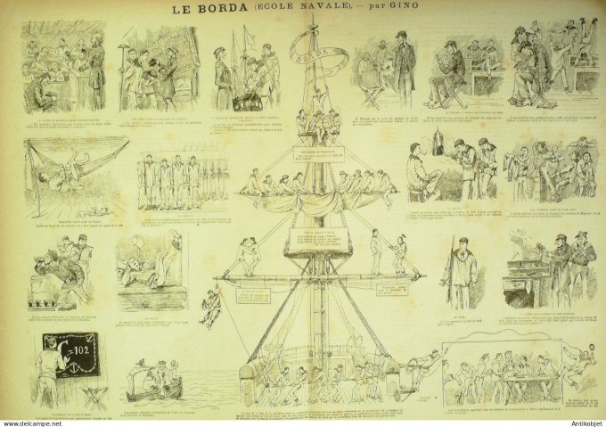 La Caricature 1881 n°101 Ecole navale Le Borda Barret Gino