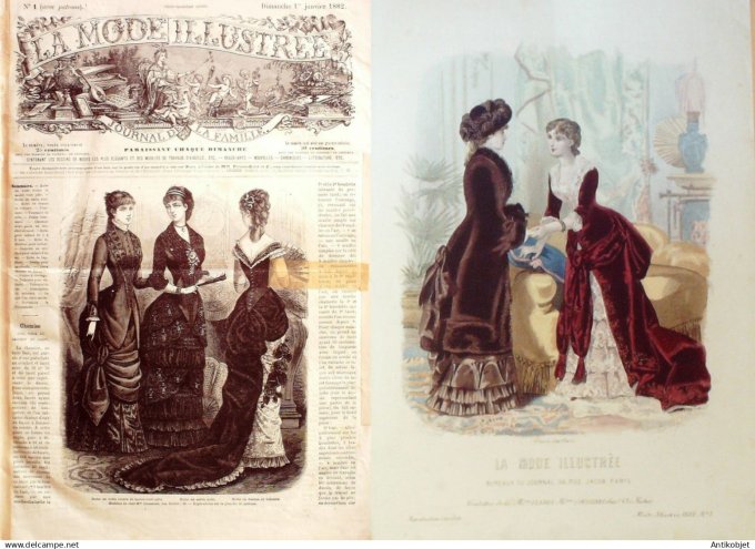 La Mode illustrée journal + gravure associée 1882 #  1