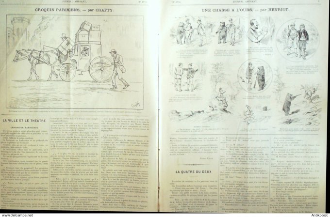 Le Journal Amusant 1890 n°1776 Collectionneurs chasse ¨à  l'ours statuettes de Nemrods