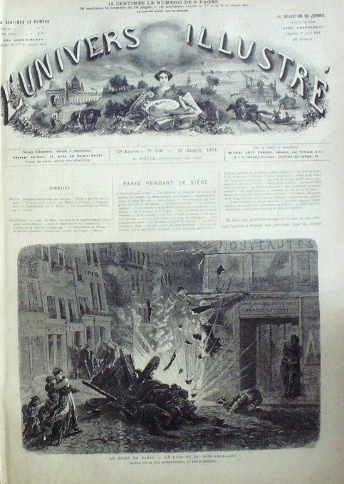 L'Univers illustré 1871 # 836 Duché de Luxembourg rue Mouffetard général Garibaldi