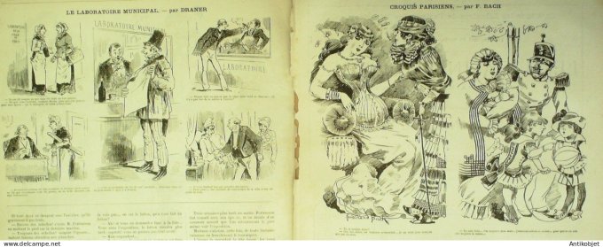 La Caricature 1881 n°  95 Exposition d'électricité Draner Champsaur les amoureux Loys