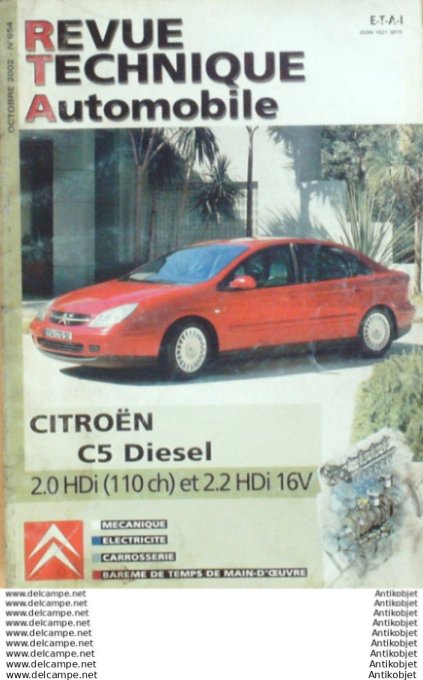 Revue Technique Automobile Citroën C5 diesel  #654