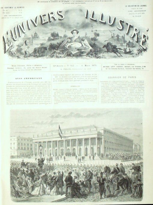 L'Univers illustré 1871 # 842 Cancale (35) Bordeaux (33) Angleterre compagnie des Hallebardiers