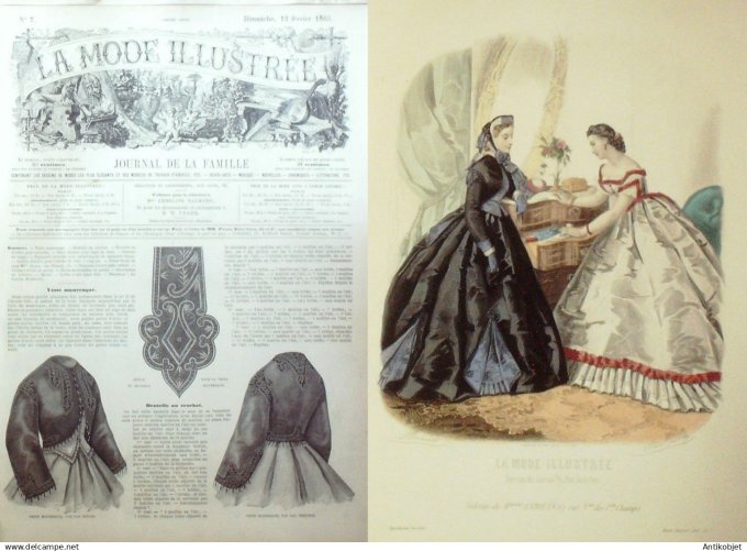 La Mode illustrée journal + gravure associée 1865 #  7