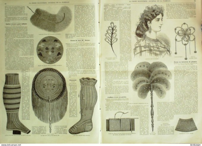 La Mode illustrée journal + gravure associée 1865 #  7