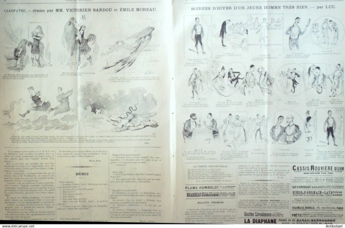 Le Journal Amusant 1890 n°1785 Cléopatre coups de crayon âge du Zinc  Maisons Laffitte