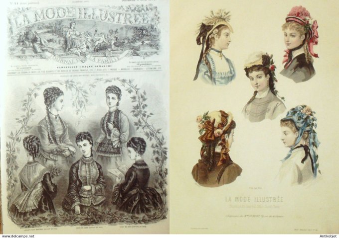 La Mode illustrée journal + gravure associée 1873 # 14